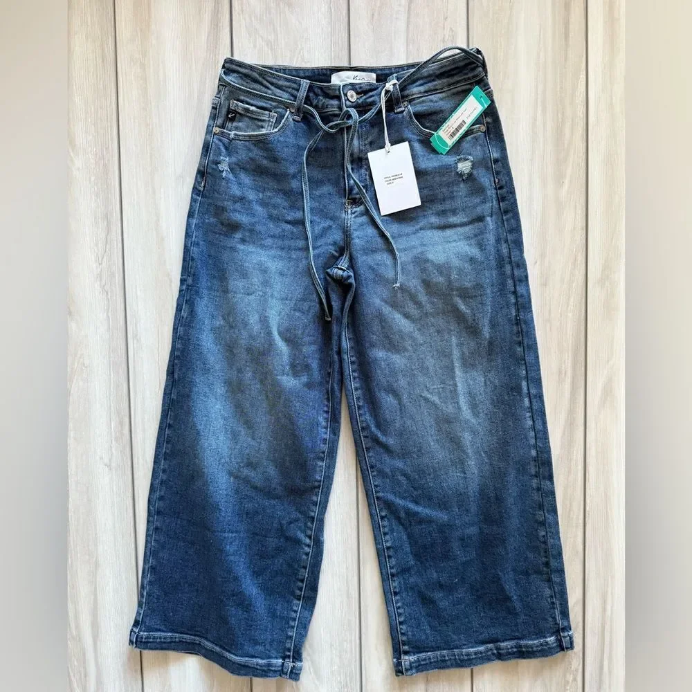 KanCan High Rise Crop Wide Leg Jean Blue Size 8 NWT STITCH FIX